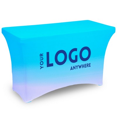 Zipper Back - 4' Fitted, 4 Sided Contour Stretch All-Over Imprint Table Cover